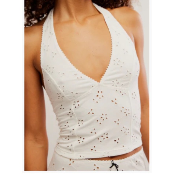 Intimately By Free People Tops - Intimately Free People Full Bloom Ivory Halter Top, Size Large,